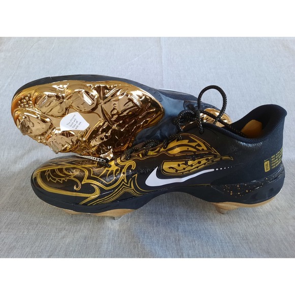 Nike Men US 14 Alpha Huarache Elite 3 Low Baseball Cleats Black Gold CV3553-001 main image 4